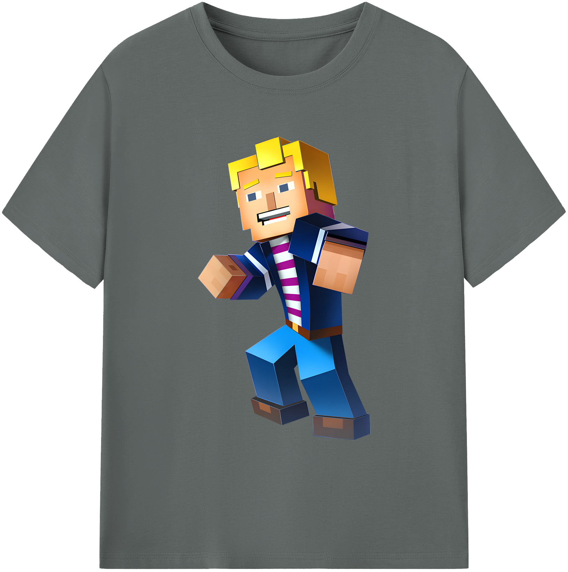 （画像用） マインクラフト ブロックの世界 Minecraft MC Block world 綿100％ メンズ半袖Tシャツ｜肌触りやわらか＆通気性